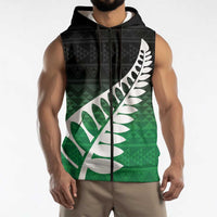 Green Silver Fern Spirit Taniko Tukutuku Personalised Sleeveless Zip Hoodie - Polynesian Pride