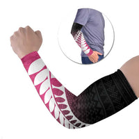 Pink Silver Fern Spirit Taniko Tukutuku Personalised Arm Sleeves LT9 Set of 2 Pink - Polynesian Pride