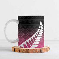Pink Silver Fern Spirit Taniko Tukutuku Personalised Ceramic Mug LT9 Pink - Polynesian Pride
