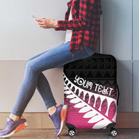 Pink Silver Fern Spirit Taniko Tukutuku Personalised Luggage Cover