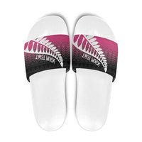Pink Silver Fern Spirit Taniko Tukutuku Personalised Slide Sandals LT9 Pink - Polynesian Pride