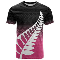 Pink Silver Fern Spirit Taniko Tukutuku Personalised T Shirt