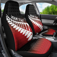 Red Silver Fern Spirit Taniko Tukutuku Personalised Car Seat Cover LT9 - Polynesian Pride