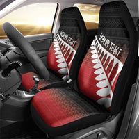 Red Silver Fern Spirit Taniko Tukutuku Personalised Car Seat Cover LT9 - Polynesian Pride