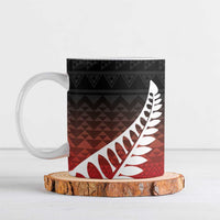 Red Silver Fern Spirit Taniko Tukutuku Personalised Ceramic Mug LT9 Red - Polynesian Pride