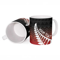 Red Silver Fern Spirit Taniko Tukutuku Personalised Ceramic Mug LT9 - Polynesian Pride