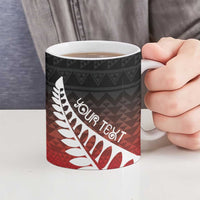 Red Silver Fern Spirit Taniko Tukutuku Personalised Ceramic Mug LT9 - Polynesian Pride
