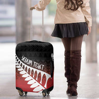 Red Silver Fern Spirit Taniko Tukutuku Personalised Luggage Cover