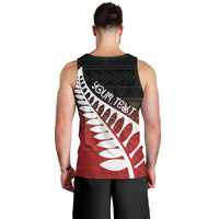 Red Silver Fern Spirit Taniko Tukutuku Personalised Men Tank Top