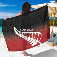 Red Silver Fern Spirit Taniko Tukutuku Personalised Sarong