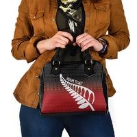 Red Silver Fern Spirit Taniko Tukutuku Personalised Shoulder Handbag