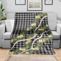 Aloha Puakenikeni Anthurium Pikake Lei Blanket Black Hawaiian Palaka Pattern