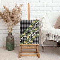 Aloha Puakenikeni Anthurium Pikake Lei Canvas Wall Art Black Hawaiian Palaka Pattern LT9 - Polynesian Pride