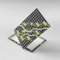 Aloha Puakenikeni Anthurium Pikake Lei Canvas Wall Art Black Hawaiian Palaka Pattern LT9 With Frame Black - Polynesian Pride