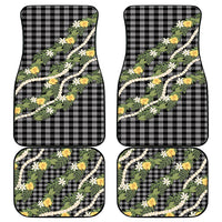 Aloha Puakenikeni Anthurium Pikake Lei Car Mats Black Hawaiian Palaka Pattern