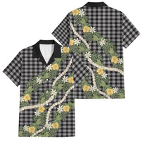 Aloha Puakenikeni Anthurium Pikake Lei Family Matching Puletasi and Hawaiian Shirt Black Hawaiian Palaka Pattern LT9 Dad's Shirt - Short Sleeve Black - Polynesian Pride