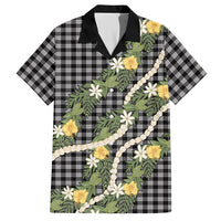 Aloha Puakenikeni Anthurium Pikake Lei Hawaiian Shirt Black Hawaiian Palaka Pattern LT9 Black - Polynesian Pride