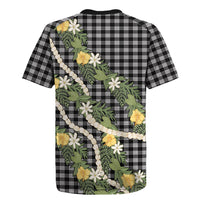 Aloha Puakenikeni Anthurium Pikake Lei Rugby Jersey Black Hawaiian Palaka Pattern