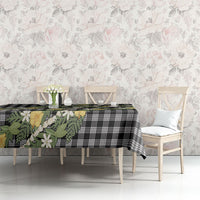 Aloha Puakenikeni Anthurium Pikake Lei Tablecloth Black Hawaiian Palaka Pattern
