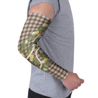 Aloha Puakenikeni Anthurium Pikake Lei Arm Sleeves Chocolate Hawaiian Palaka Pattern