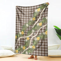 Aloha Puakenikeni Anthurium Pikake Lei Blanket Chocolate Hawaiian Palaka Pattern