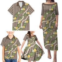 Aloha Puakenikeni Anthurium Pikake Lei Family Matching Puletasi and Hawaiian Shirt Chocolate Hawaiian Palaka Pattern LT9 - Polynesian Pride