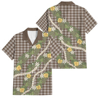 Aloha Puakenikeni Anthurium Pikake Lei Family Matching Puletasi and Hawaiian Shirt Chocolate Hawaiian Palaka Pattern LT9 Dad's Shirt - Short Sleeve Chocolate - Polynesian Pride
