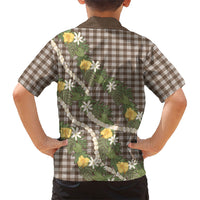 Aloha Puakenikeni Anthurium Pikake Lei Family Matching Summer Maxi Dress and Hawaiian Shirt Chocolate Hawaiian Palaka Pattern LT9 - Polynesian Pride