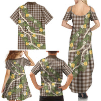 Aloha Puakenikeni Anthurium Pikake Lei Family Matching Summer Maxi Dress and Hawaiian Shirt Chocolate Hawaiian Palaka Pattern LT9 - Polynesian Pride