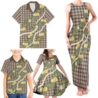 Aloha Puakenikeni Anthurium Pikake Lei Family Matching Tank Maxi Dress and Hawaiian Shirt Chocolate Hawaiian Palaka Pattern LT9 - Polynesian Pride