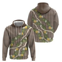 Aloha Puakenikeni Anthurium Pikake Lei Hoodie Chocolate Hawaiian Palaka Pattern