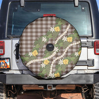 Aloha Puakenikeni Anthurium Pikake Lei Spare Tire Cover Chocolate Hawaiian Palaka Pattern