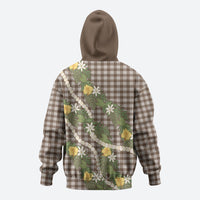 Aloha Puakenikeni Anthurium Pikake Lei Zip Hoodie Chocolate Hawaiian Palaka Pattern