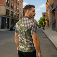 Aloha Puakenikeni Anthurium Pikake Lei Zipper Polo Shirt Chocolate Hawaiian Palaka Pattern
