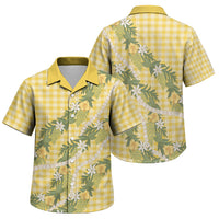 Aloha Puakenikeni Anthurium Pikake Lei Family Matching Puletasi and Hawaiian Shirt Gold Hawaiian Palaka Pattern LT9 Son's Shirt Gold - Polynesian Pride