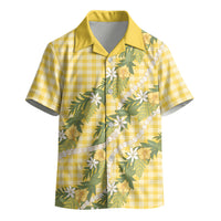 Aloha Puakenikeni Anthurium Pikake Lei Kid Hawaiian Shirt Gold Hawaiian Palaka Pattern LT9 - Polynesian Pride