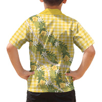 Aloha Puakenikeni Anthurium Pikake Lei Kid Hawaiian Shirt Gold Hawaiian Palaka Pattern