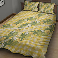 Aloha Puakenikeni Anthurium Pikake Lei Quilt Bed Set Gold Hawaiian Palaka Pattern