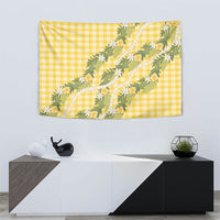 Aloha Puakenikeni Anthurium Pikake Lei Tapestry Gold Hawaiian Palaka Pattern
