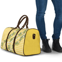 Aloha Puakenikeni Anthurium Pikake Lei Travel Bag Gold Hawaiian Palaka Pattern LT9 - Polynesian Pride