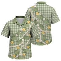 Aloha Puakenikeni Anthurium Pikake Lei Family Matching Puletasi and Hawaiian Shirt Green Hawaiian Palaka Pattern LT9 Son's Shirt Green - Polynesian Pride