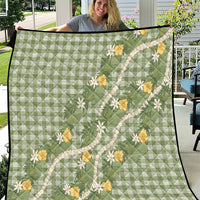Aloha Puakenikeni Anthurium Pikake Lei Quilt Green Hawaiian Palaka Pattern