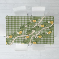 Aloha Puakenikeni Anthurium Pikake Lei Tablecloth Green Hawaiian Palaka Pattern