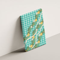 Aloha Puakenikeni Anthurium Pikake Lei Canvas Wall Art Marine Hawaiian Palaka Pattern