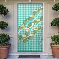 Aloha Puakenikeni Anthurium Pikake Lei Door Cover Marine Hawaiian Palaka Pattern