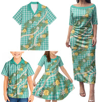 Aloha Puakenikeni Anthurium Pikake Lei Family Matching Puletasi and Hawaiian Shirt Marine Hawaiian Palaka Pattern LT9 - Polynesian Pride
