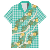 Aloha Puakenikeni Anthurium Pikake Lei Family Matching Puletasi and Hawaiian Shirt Marine Hawaiian Palaka Pattern LT9 Dad's Shirt - Short Sleeve Marine - Polynesian Pride