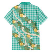 Aloha Puakenikeni Anthurium Pikake Lei Family Matching Puletasi and Hawaiian Shirt Marine Hawaiian Palaka Pattern LT9 Dad's Shirt - Long Sleeve Marine - Polynesian Pride