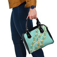 Aloha Puakenikeni Anthurium Pikake Lei Shoulder Handbag Marine Hawaiian Palaka Pattern