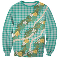 Aloha Puakenikeni Anthurium Pikake Lei Sweatshirt Marine Hawaiian Palaka Pattern